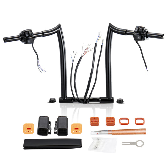 10/12/14/16 inch Prewired Handlebars for 1996-2006 Harley Sportster/Dyna/Softail/Road King