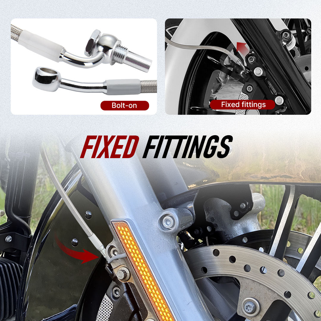 12"/14"/16" Ape hanger Extension Brake Line for 1994-2007 Harley Touring without ABS