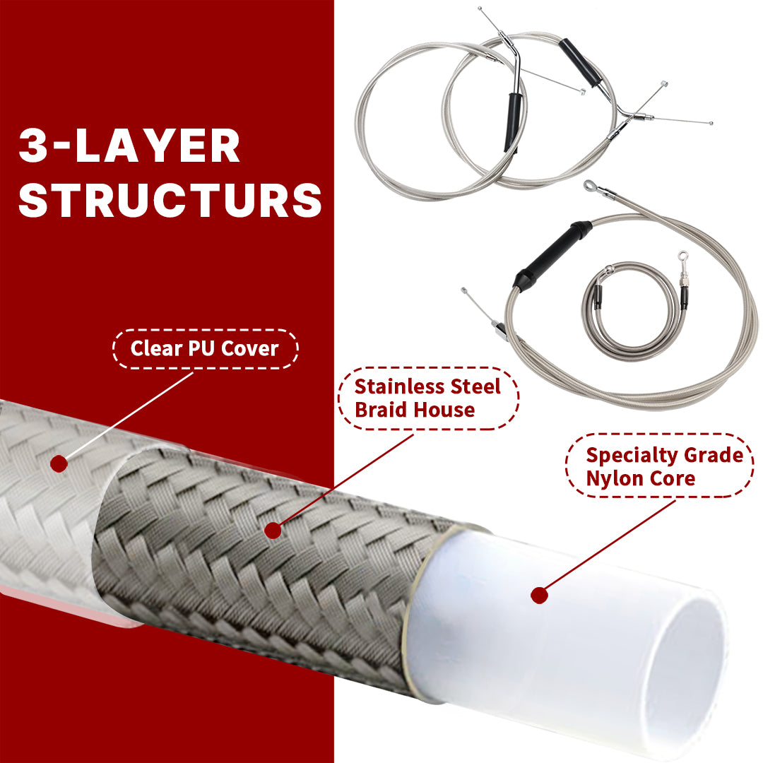 16 inch Ape Hanger Extension Cables Kit for 2007-2013 Harley Sportster XL without ABS