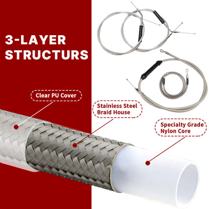 16 inch Ape Hanger Extension Cables Kit for 2007-2013 Harley Sportster XL without ABS