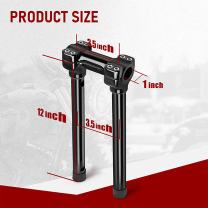 12/14 inch Rise One-Piece Handlebar Riser Top Clamp Kit for Harley Dyna/Softail/Sportster