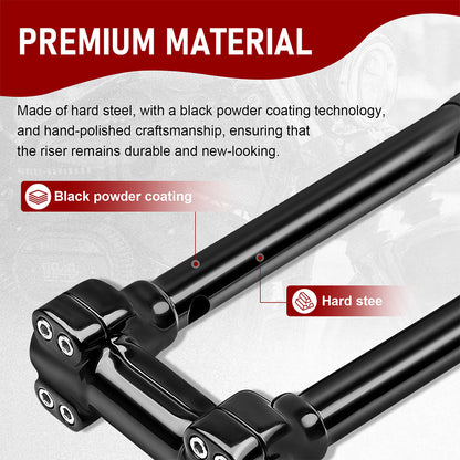 12/14 inch Rise One-Piece Handlebar Riser Top Clamp Kit for Harley Dyna/Softail/Sportster