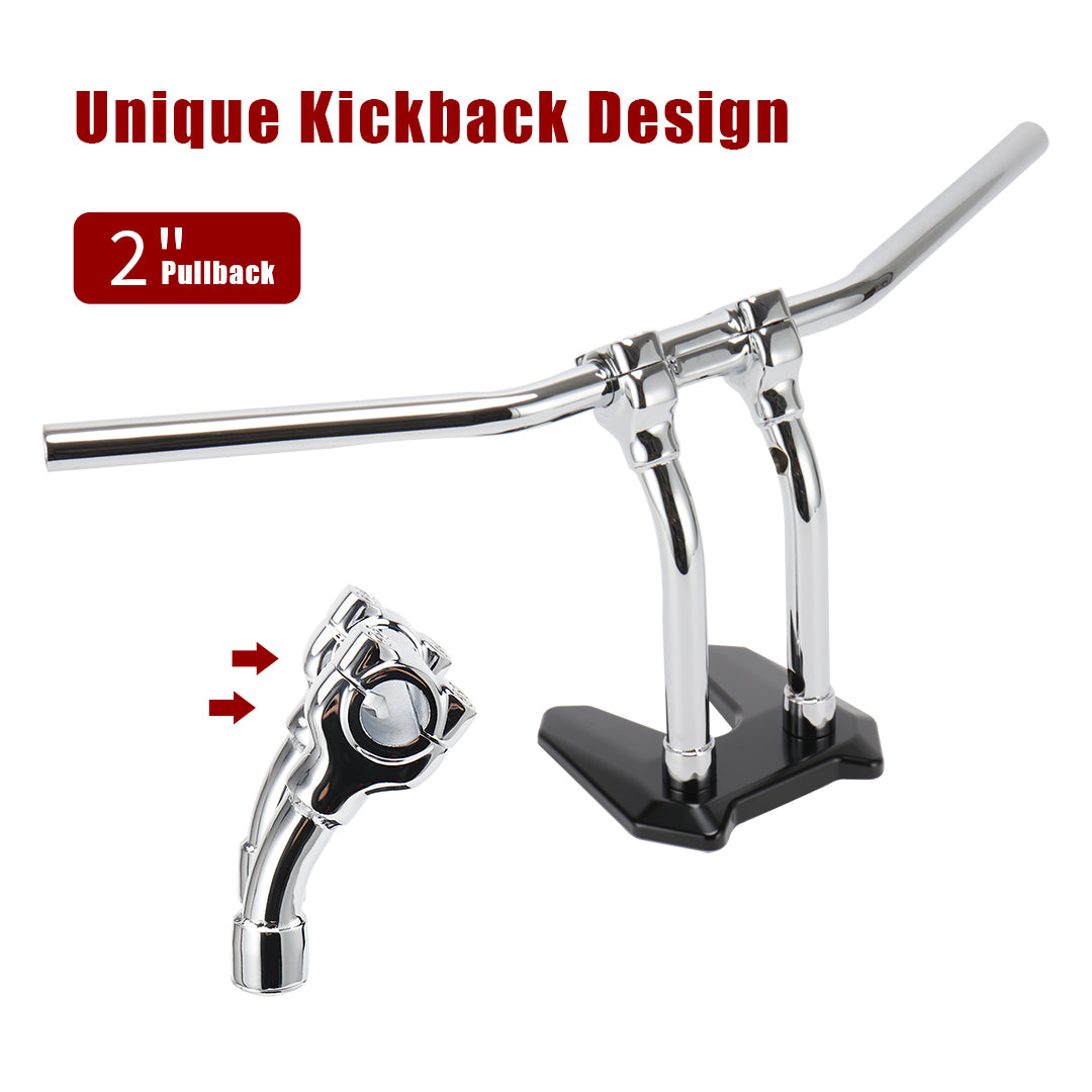 4" Handlebar Risers 1" Murdock Pullback Risers for Harley