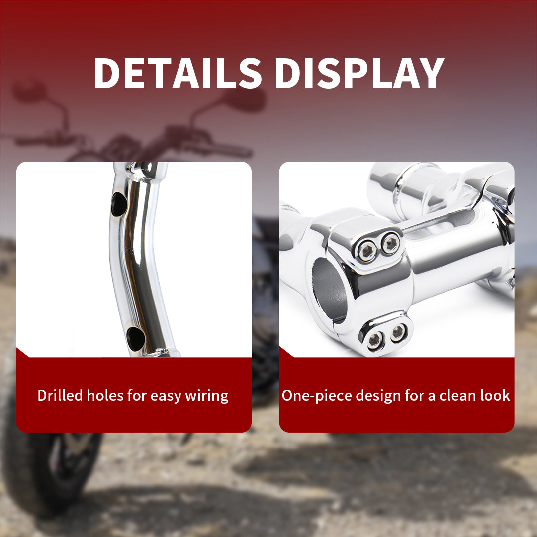 8 Inch Handlebar Riser 1-1/4 Murdock Pullback Risers for Harley