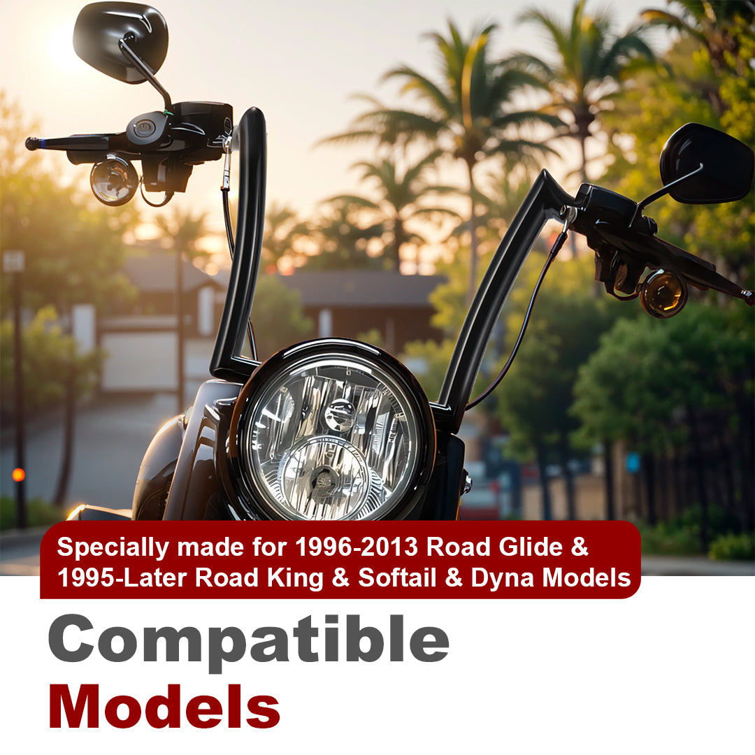 10/12/14/16 inch Meathook Rise Ape Hanger Handlebars for 2015-2023 Harley Touring Road Glide