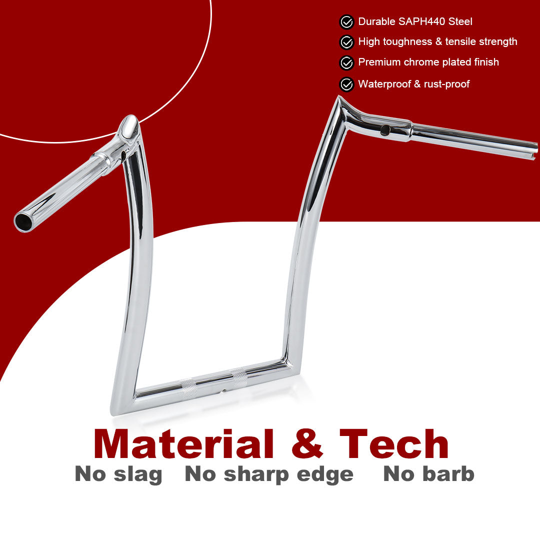 10/12/14/16 inch Meathook Rise Ape Hanger Handlebars for 2015-2023 Harley Touring Road Glide