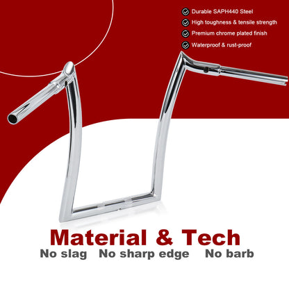 10/12/14/16 inch Meathook Rise Ape Hanger Handlebars for 2015-2023 Harley Touring Road Glide
