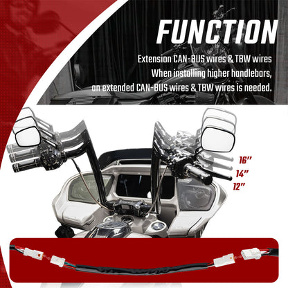 6/8/10/12/14/16 inch Handlebar Switch & Throttle-by-Wire Harness Extension Kit for 2020-Later Harley Touring