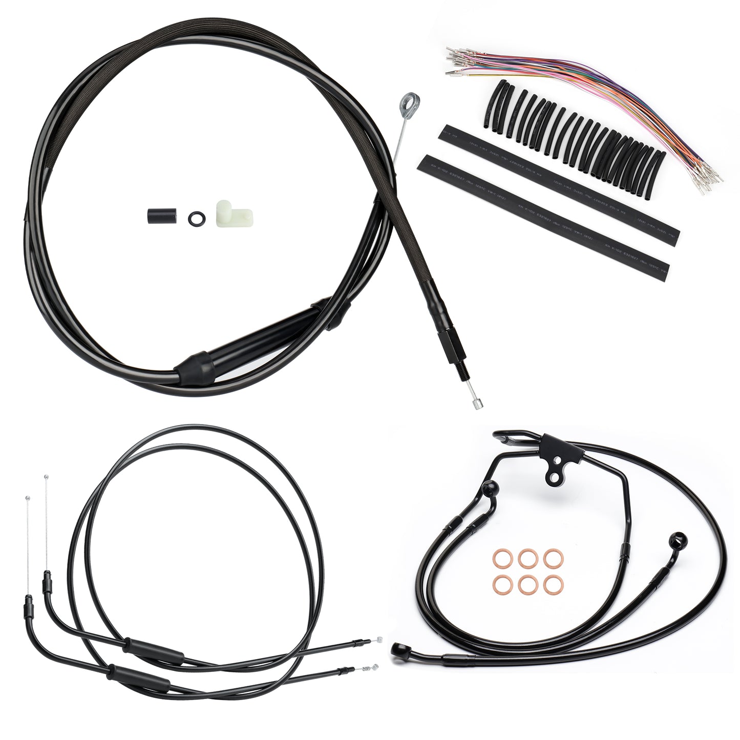 12/14/16 inch Ape Hangers Extended Cable Kits for 2000-2006 Harley Touring without ABS