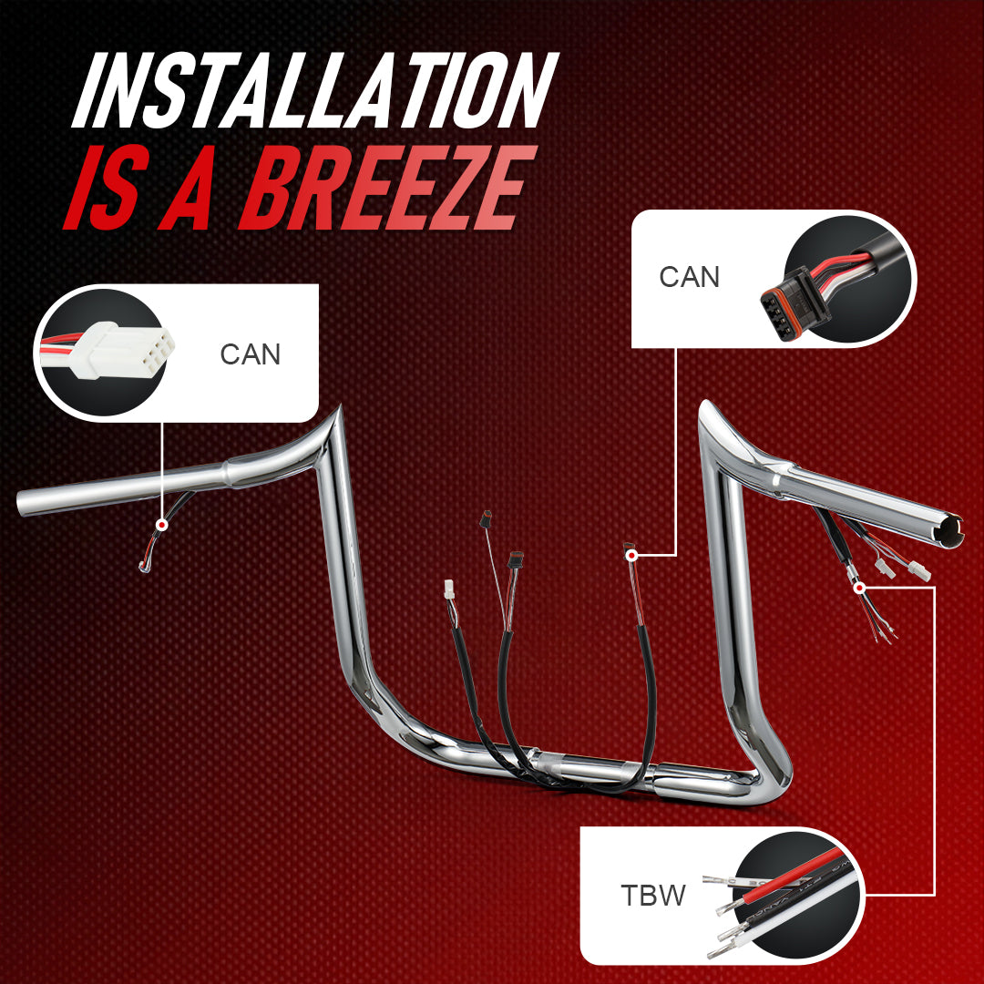 12"/14"/16" Prewired Meathook 1.25" Handlebars for 2016-2023 Harley Touring