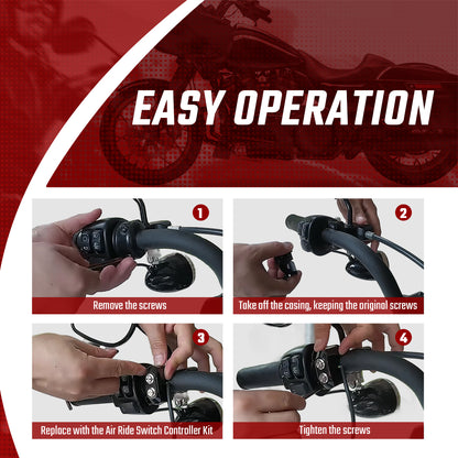 1" Handlebar Switch Motorcycle Air Ride Suspension Control Kit for Harley Dyna/V-Rod/Touring/Sportster with AERO, AERO-A