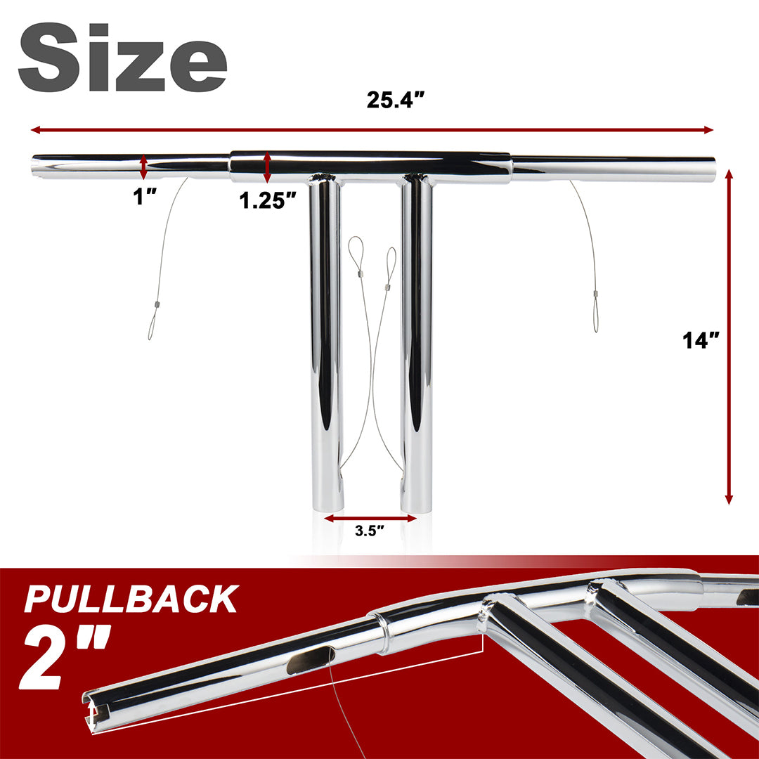 10/12/14/16 inch Narrow T Bars handlebars for 1996-2017 Harley Sportster/Dyna/Softail