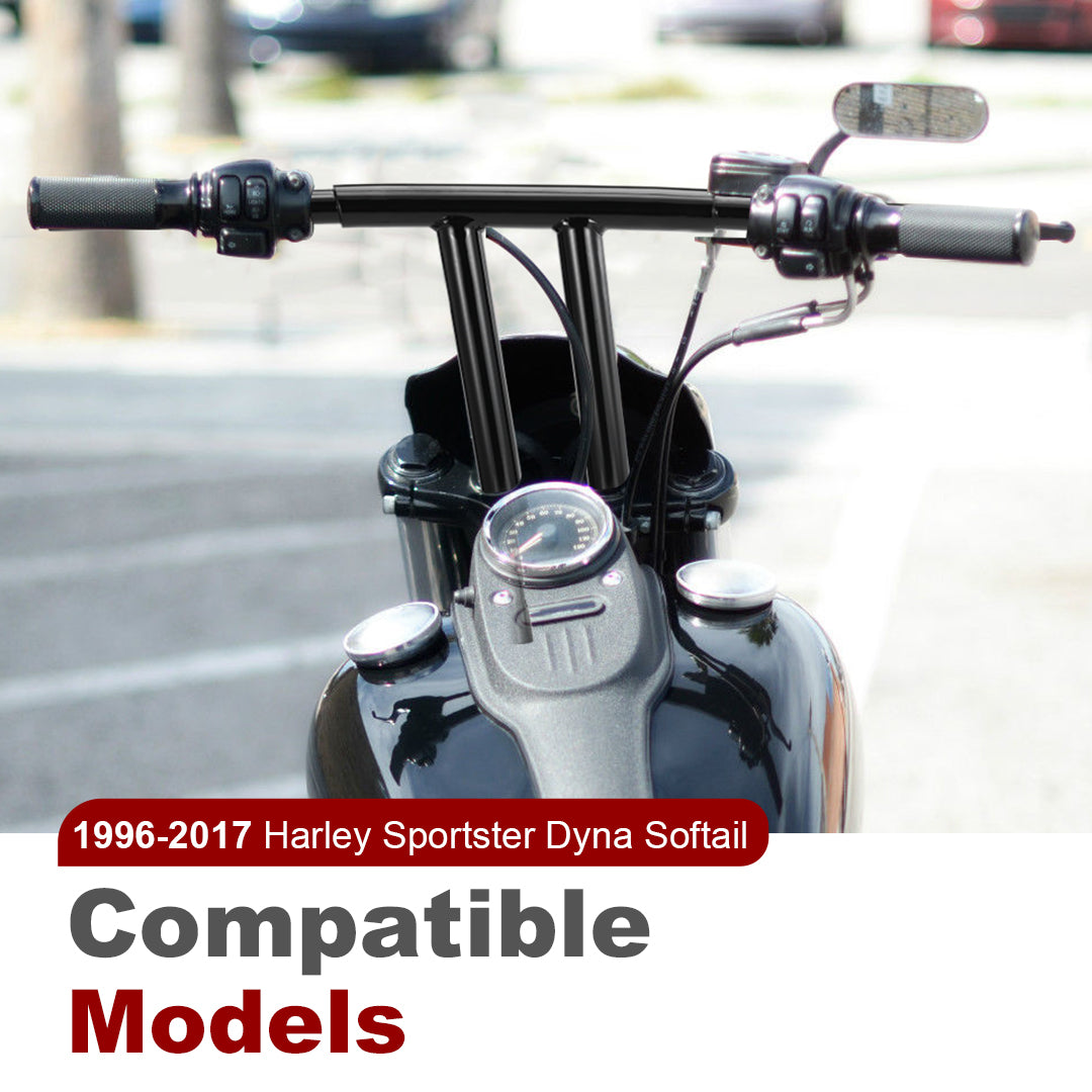 10/12/14/16 inch Narrow T Bars handlebars for 1996-2017 Harley Sportster/Dyna/Softail