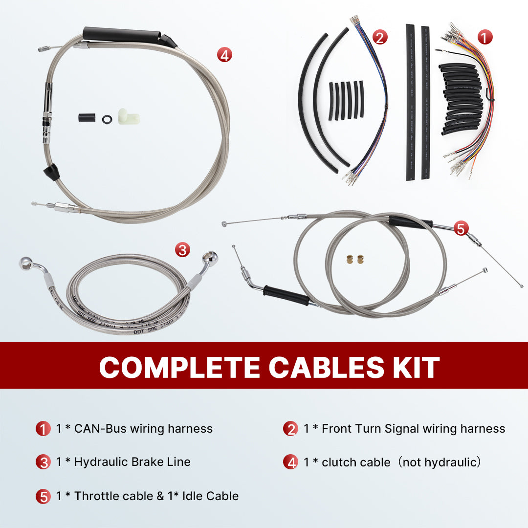 12"/14"/16" Extended Cable Kits for 2004-2006 Harley Sportster