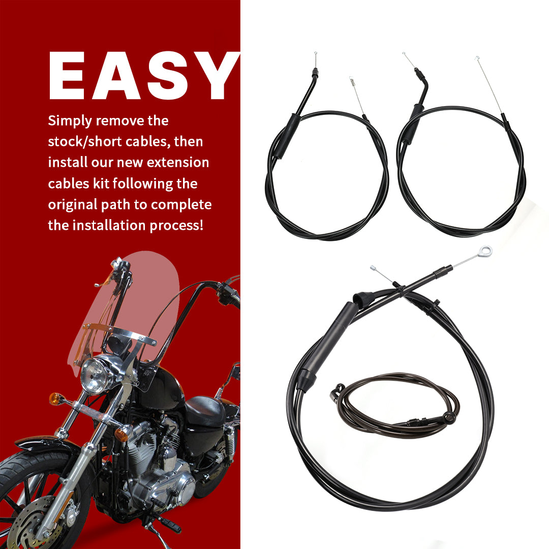 12"/14"/16" Extended Cable Kits for 2004-2006 Harley Sportster