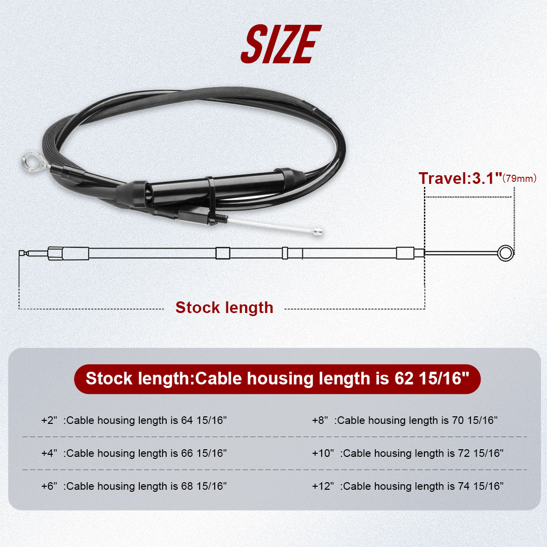 Extended Length Clutch Cable for 2007-Later Harley Touring/Softail/Dyna