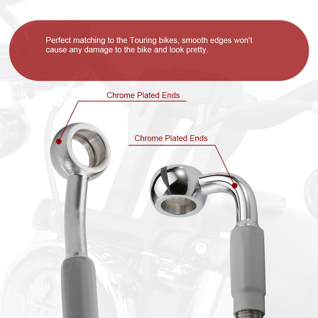 12"/14"/16" Ape Hanger Front Extended Brake Line for 1997-2013 Harley Touring without ABS