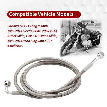 12"/14"/16" Ape Hanger Front Extended Brake Line for 1997-2013 Harley Touring without ABS