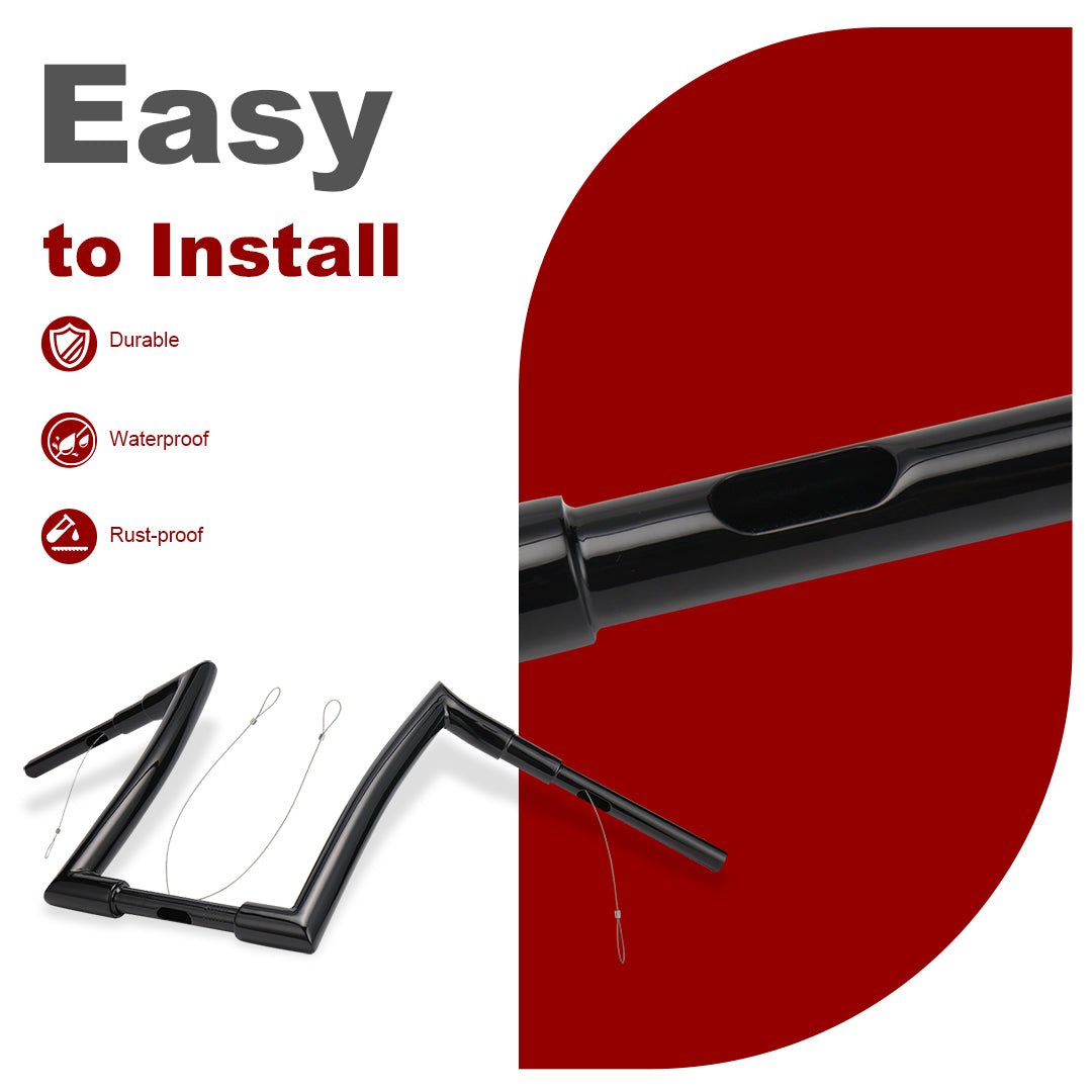 12/14/16 inch Rise Handlebars for 1995-Later Harley Touring/Softail/Dyna