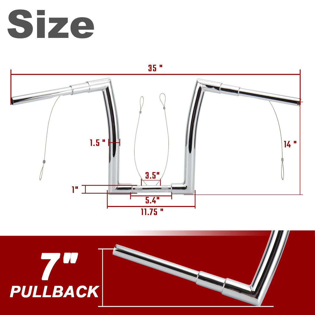 12"/14"/16"/18" Handlebars for 1996-2017 Harley Touring/Dyna/Softail