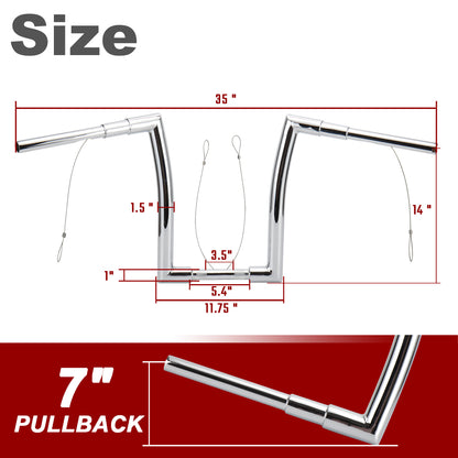 12"/14"/16"/18" Handlebars for 1996-2017 Harley Touring/Dyna/Softail