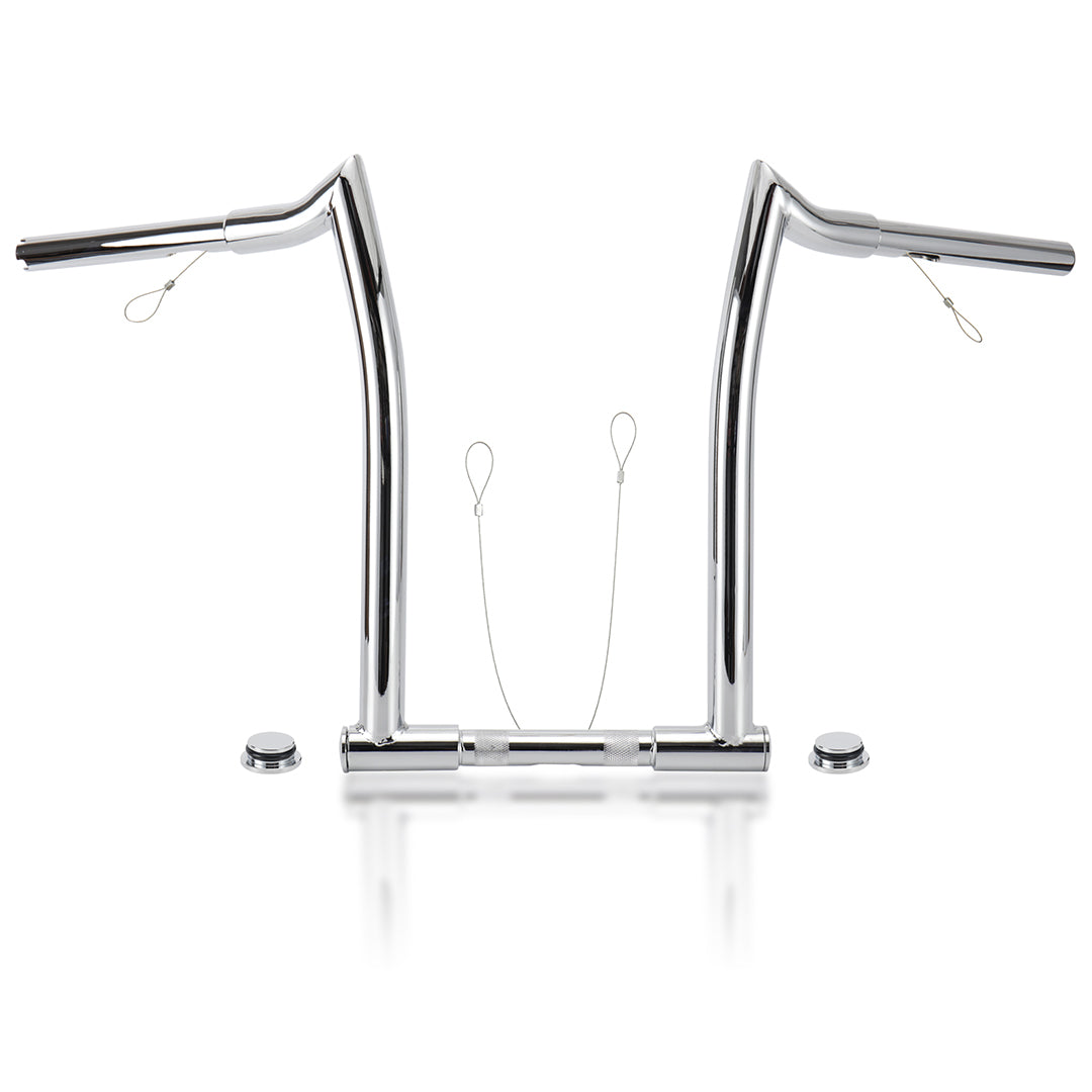 Ape Hangers 1 Inch Clamp Diameter Chizeled Bar with Pull Wires Handlebar with Shield Plugs for Harley Dyna Softail Sportster