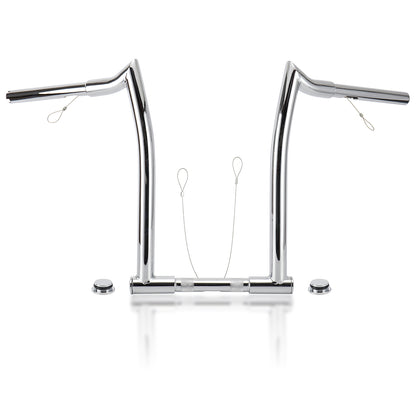 Ape Hangers 1 Inch Clamp Diameter Chizeled Bar with Pull Wires Handlebar with Shield Plugs for Harley Dyna Softail Sportster