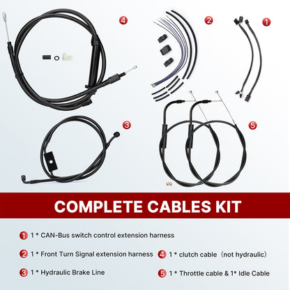 Ape Hanger Dyna Cables Kit Handlebar Extensions for Harley Dyna 2012-2017 with ABS