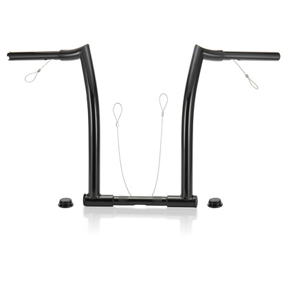 Ape Hangers 1 Inch Clamp Diameter Chizeled Bar with Pull Wires Handlebar with Shield Plugs for Harley Dyna Softail Sportster