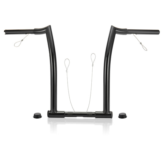 Ape Hangers 1 Inch Clamp Diameter Chizeled Bar with Pull Wires Handlebar with Shield Plugs for Harley Dyna Softail Sportster