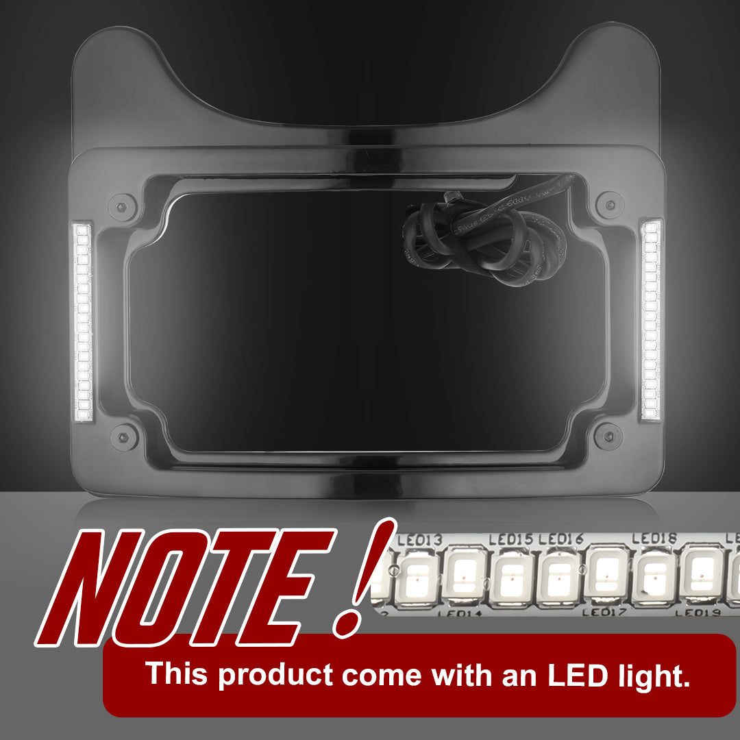 Curved License Plate Frame & Tail Light Mount with LED Illuminated for Harley Touring 2014-2023