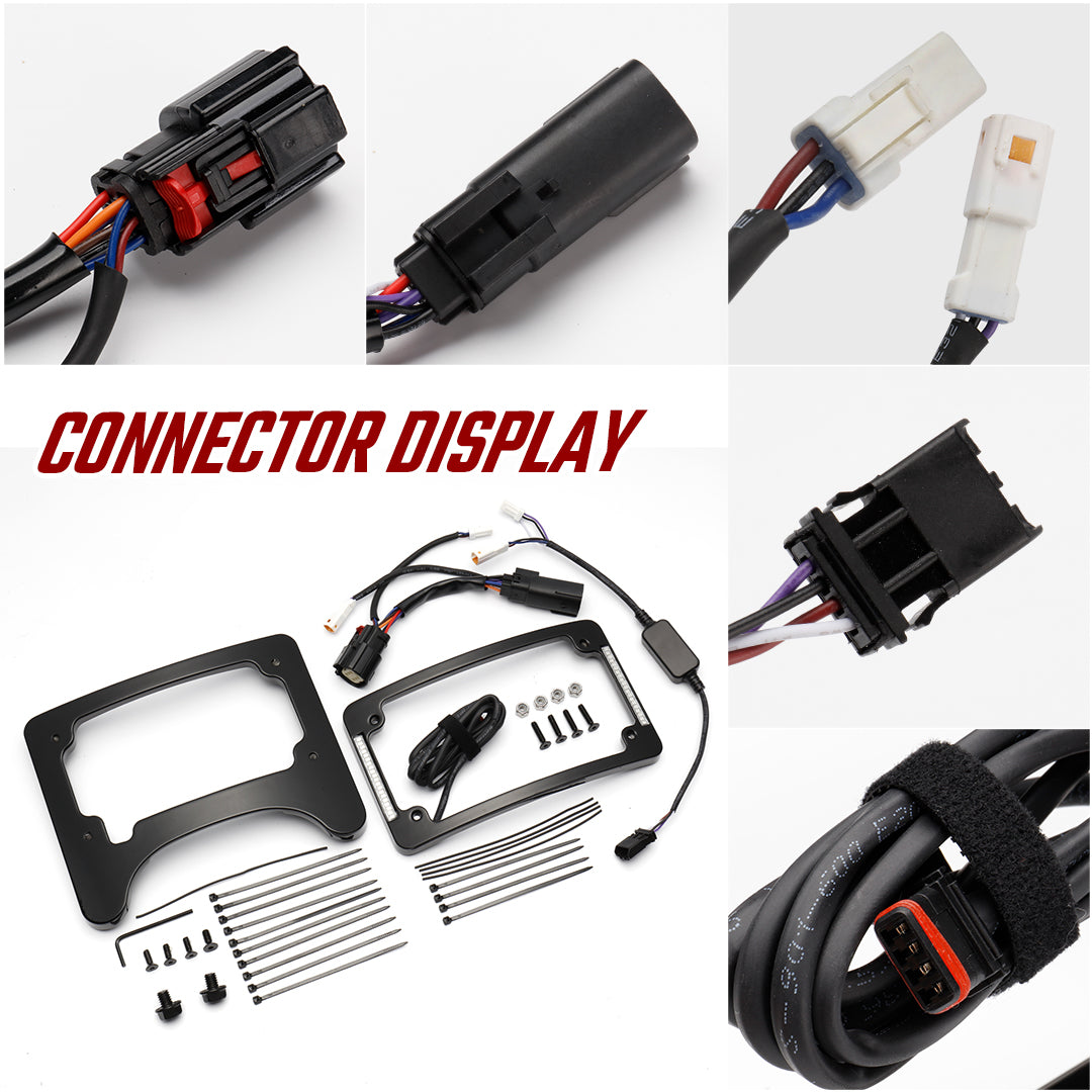 Curved License Plate Frame & Tail Light Mount with LED Illuminated for Harley Touring 2014-2023