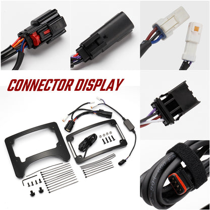 Curved License Plate Frame & Tail Light Mount with LED Illuminated for Harley Touring 2014-2023