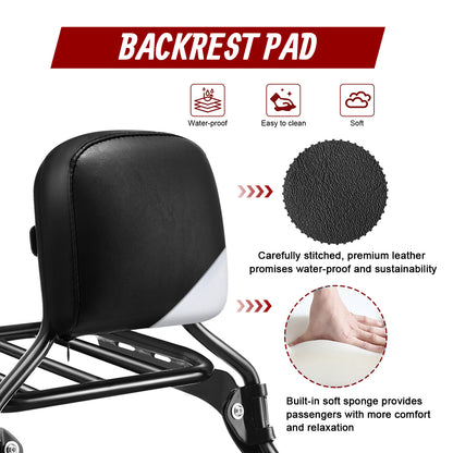 Detachable Backrest Sissy Bar with Luggage Rack for Harley 2018-Later Softail