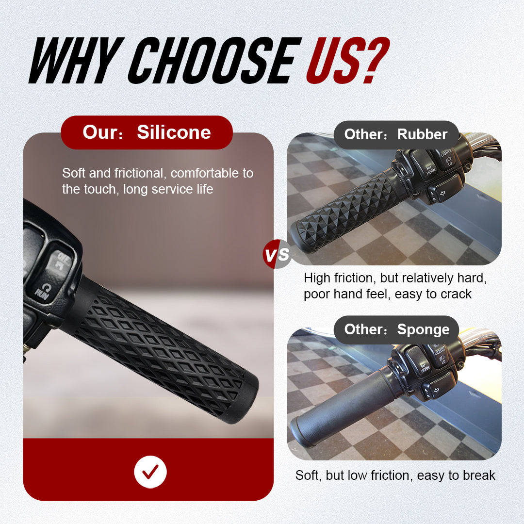 Diamond Pattern Silicone Hand Grips Covers for Harley Models
