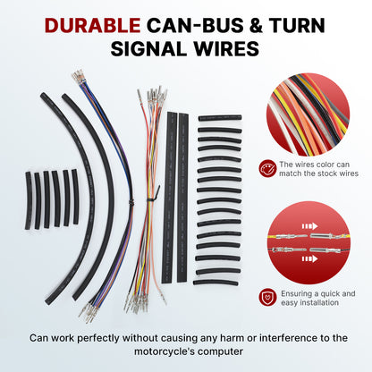 Dyna Cables Kit Handlebar Extended CAN-Bus/Turn Signal Wires/Clutch/Throttle Cables/Brake Line for Harley 1996-2006 Without ABS