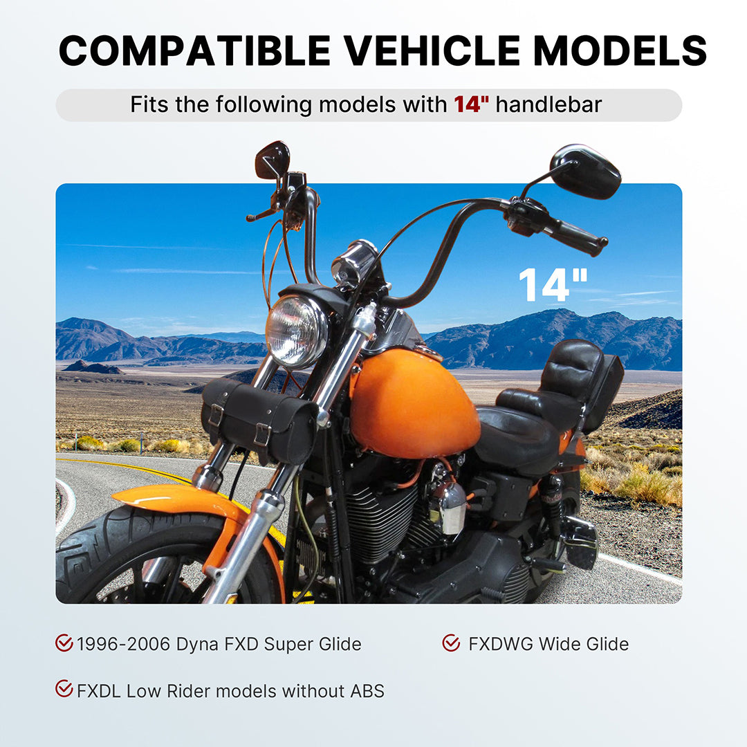 Dyna Cables Kit Handlebar Extended CAN-Bus/Turn Signal Wires/Clutch/Throttle Cables/Brake Line for Harley 1996-2006 Without ABS