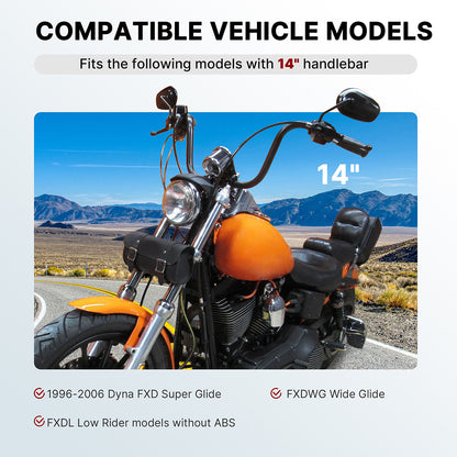 Dyna Cables Kit Handlebar Extended CAN-Bus/Turn Signal Wires/Clutch/Throttle Cables/Brake Line for Harley 1996-2006 Without ABS