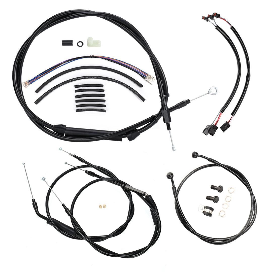 12/14/16 Inch Dyna Cables Kit Handlebar Extended CAN-Bus/Turn Signal Wires/Clutch/Throttle Cables/Brake Line for Harley Dyna 2012-2017 without ABS
