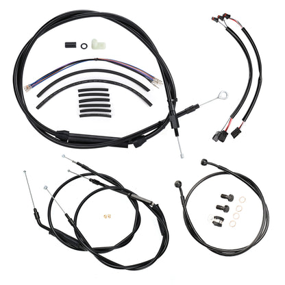 12/14/16 Inch Dyna Cables Kit Handlebar Extended CAN-Bus/Turn Signal Wires/Clutch/Throttle Cables/Brake Line for Harley Dyna 2012-2017 without ABS