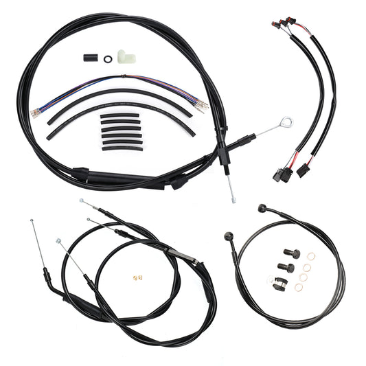 12/14/16 Inch Dyna Cables Kit Handlebar Extended CAN-Bus/Turn Signal Wires/Clutch/Throttle Cables/Brake Line for Harley Dyna 2012-2017 without ABS