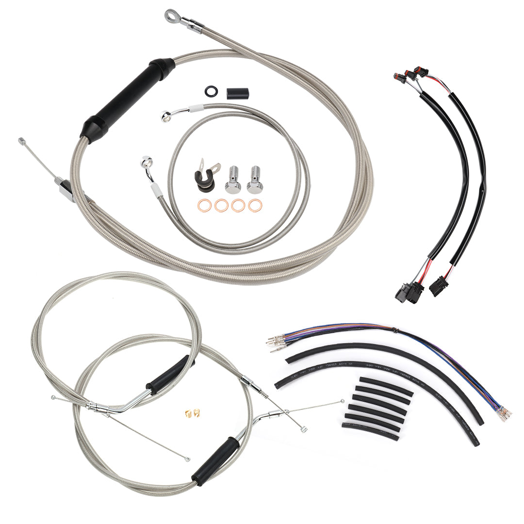 12/14/16 Inch Dyna Cables Kit Handlebar Extended CAN-Bus/Turn Signal Wires/Clutch/Throttle Cables/Brake Line for Harley Dyna 2012-2017 without ABS