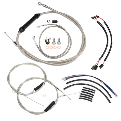 12/14/16 Inch Dyna Cables Kit Handlebar Extended CAN-Bus/Turn Signal Wires/Clutch/Throttle Cables/Brake Line for Harley Dyna 2012-2017 without ABS