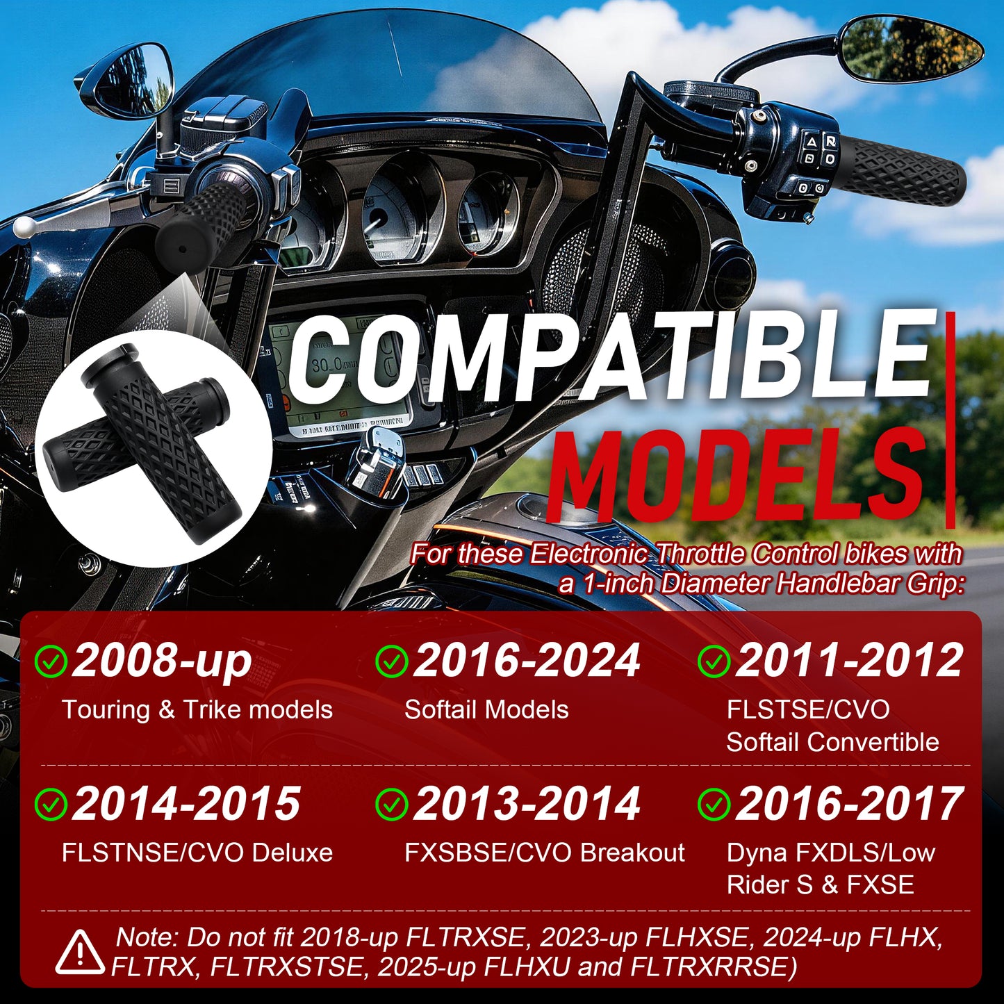 Electronic Throttle Handlebar Hand Grips for Harley Dyna Softail Touring 2008-Later