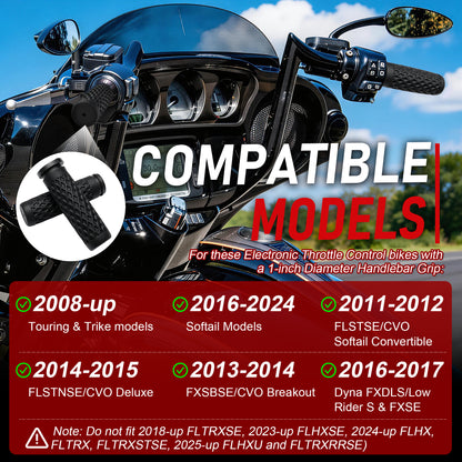 Electronic Throttle Handlebar Hand Grips for Harley Dyna Softail Touring 2008-Later