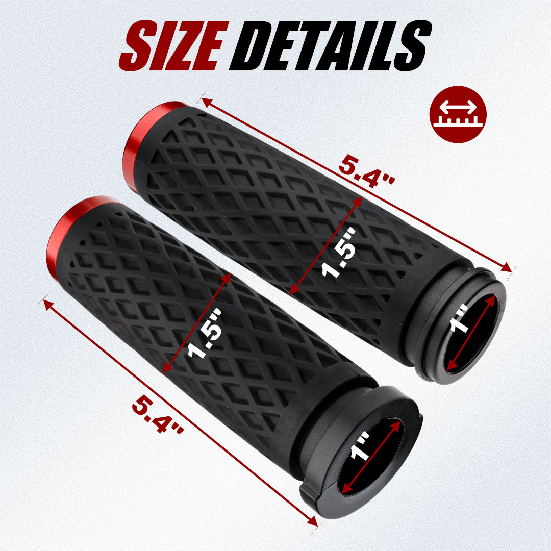 1 Inch Electronic Throttle Handlebar Hand Grips with Rear End Cap for Harley Dyna Softail Touring 2008-Later