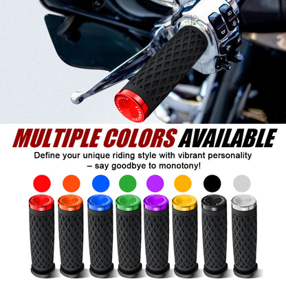 1 Inch Electronic Throttle Handlebar Hand Grips with Rear End Cap for Harley Dyna Softail Touring 2008-Later