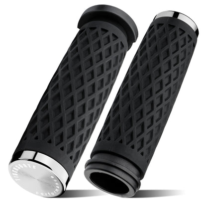 1 Inch Electronic Throttle Handlebar Hand Grips with Rear End Cap for Harley Dyna Softail Touring 2008-Later