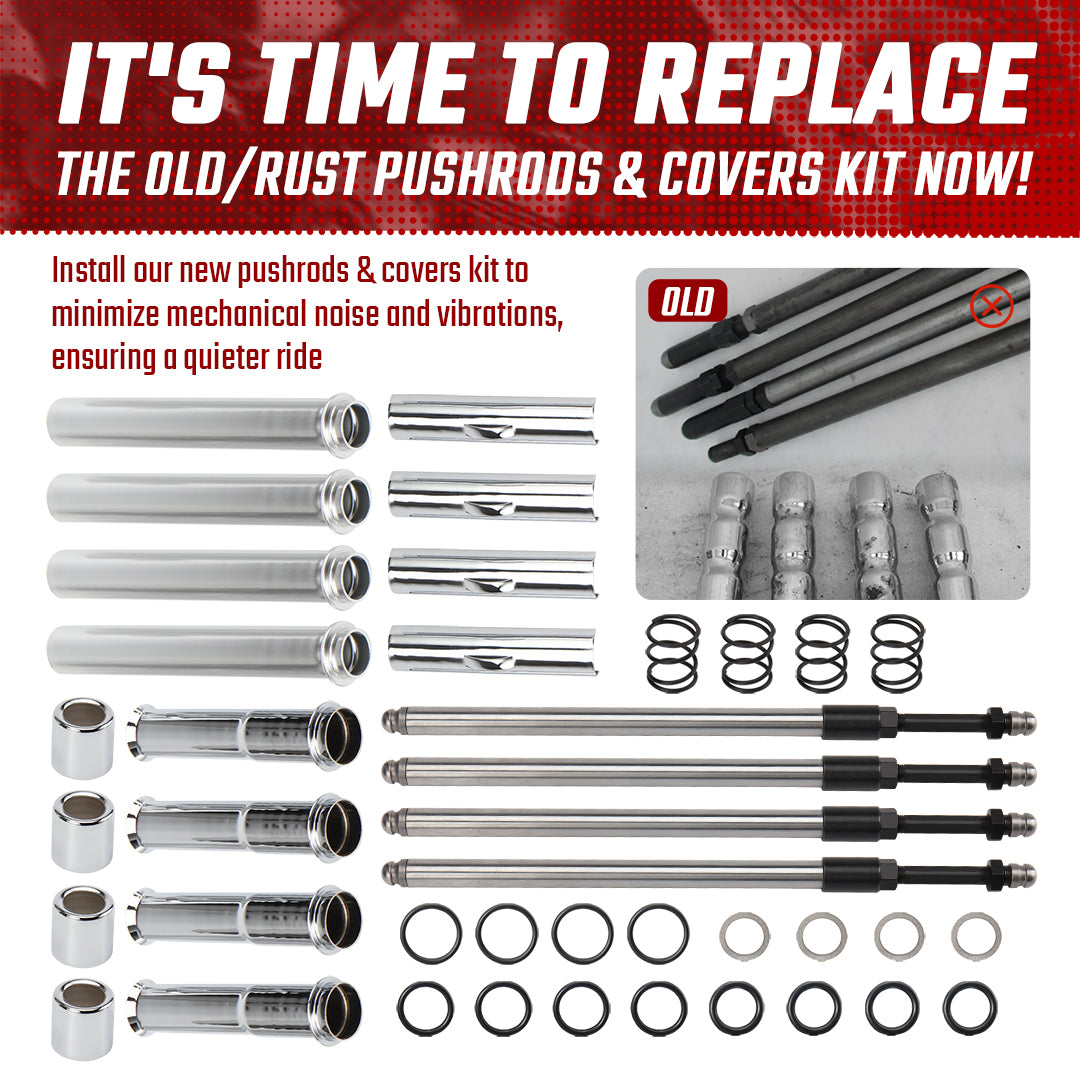 EVO Adjustable Pushrods & Covers Kit for Harley Evolution 1984-1999 Dyna Softail FXR Touring Models