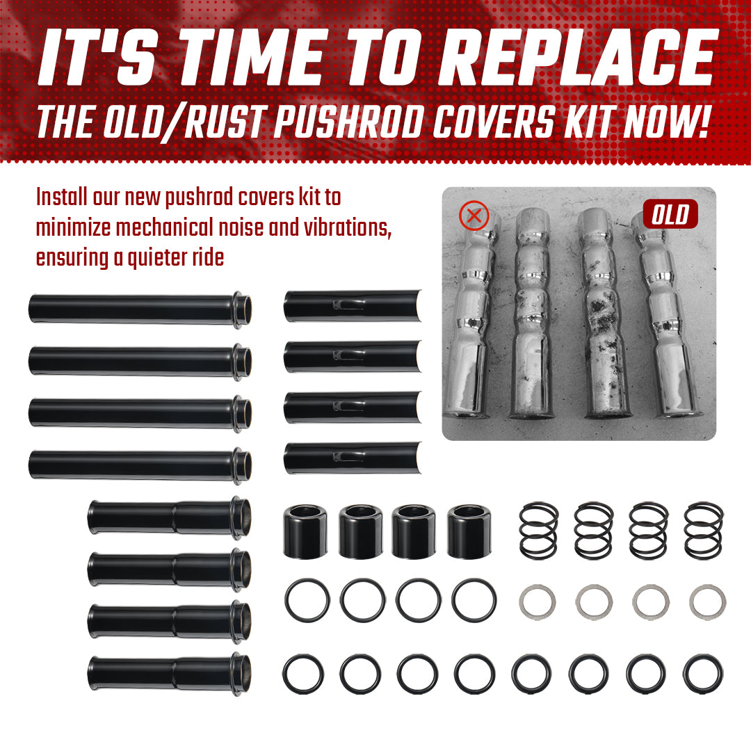 EVO Pushrod Covers Kit for Harley Evolution 1984-1999 Softail Dyna FXR Touring Models